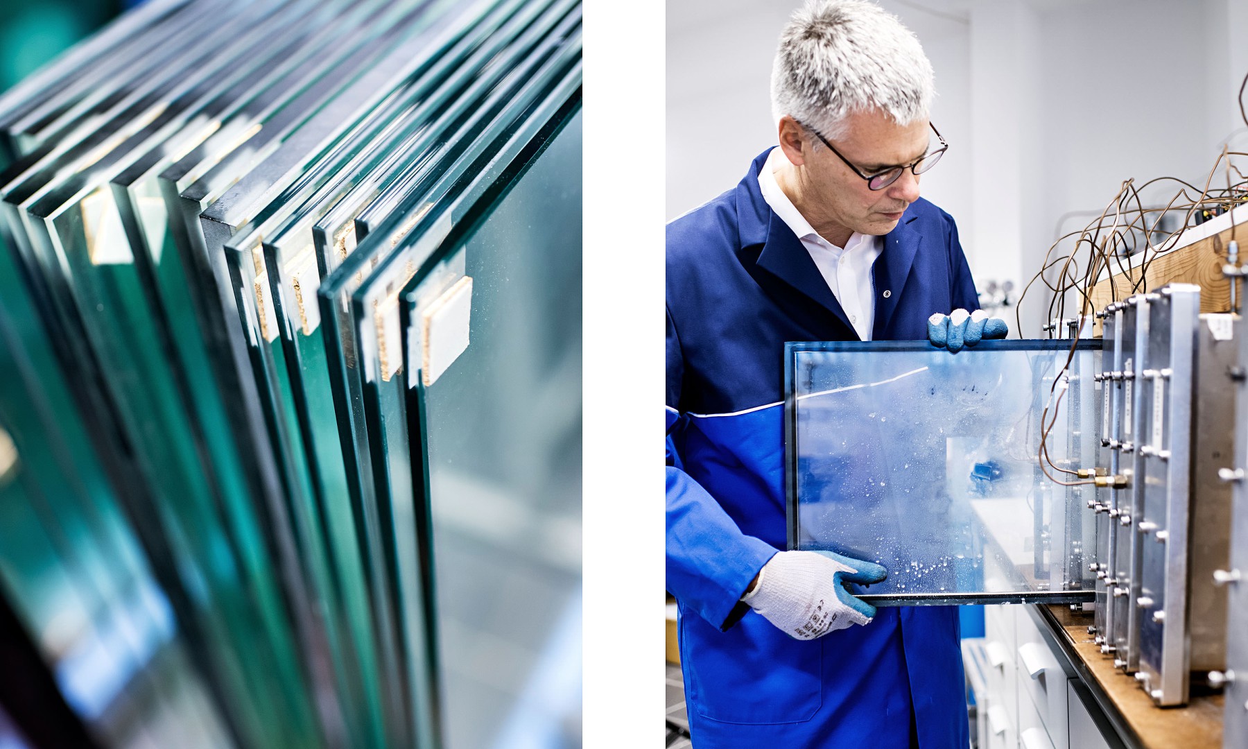 Im niederl&auml;ndischen Arnheim testen Mitarbeiter des T&Uuml;V Rheinland Glas auf seine Eigenschaften und F&auml;higkeiten