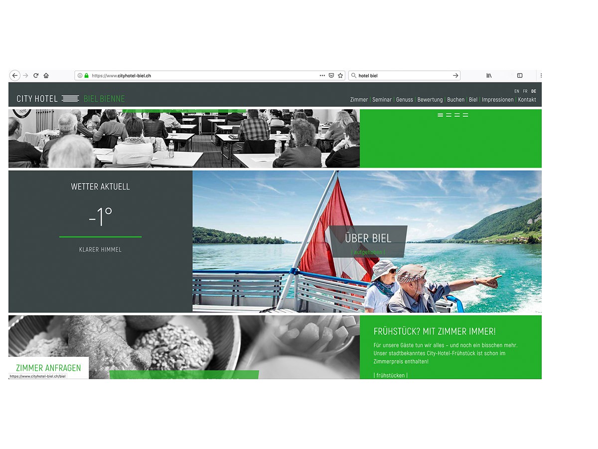 Internetseite Cityhotel Biel Bienne / Biel