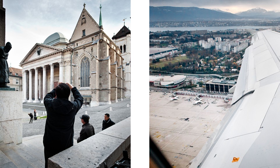 Alltagsszene in Genf und Abflug nach Paris
